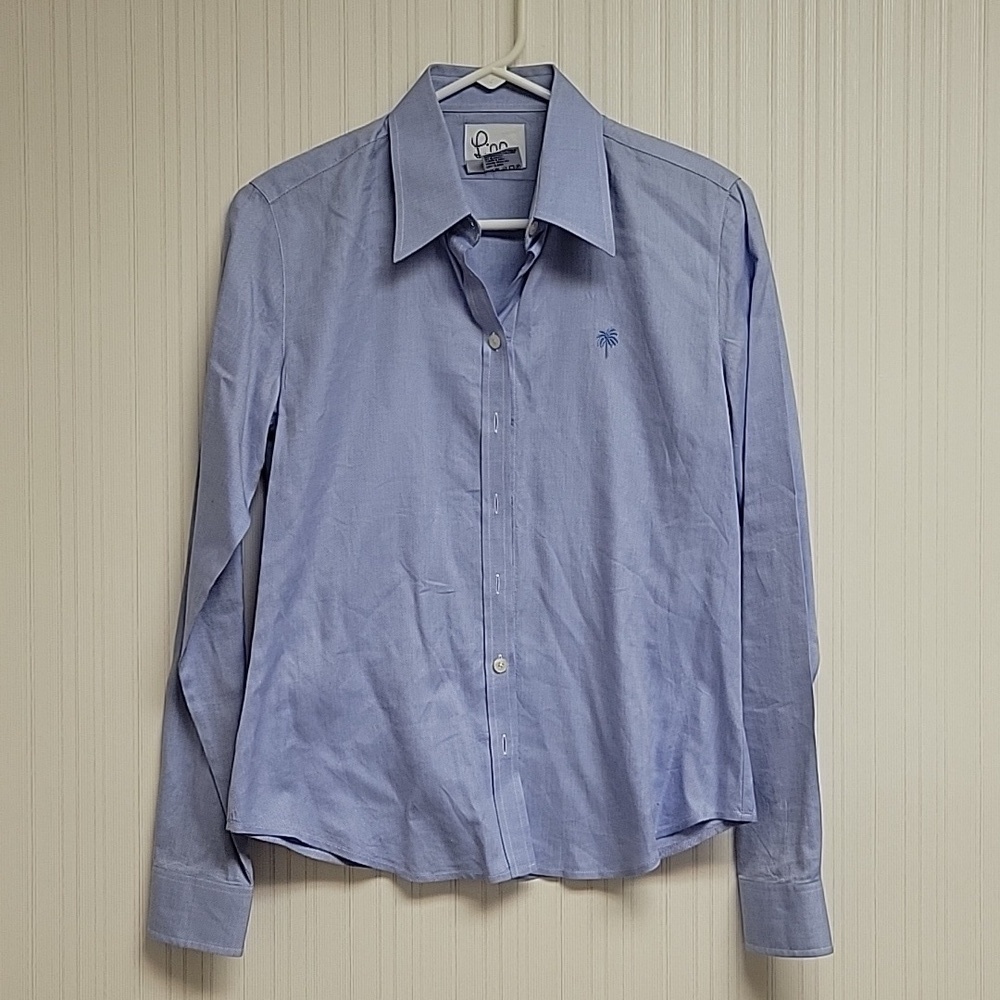Lilly Pulitzer tailored blue cotton long sleeve button down sz 4 preppy academia